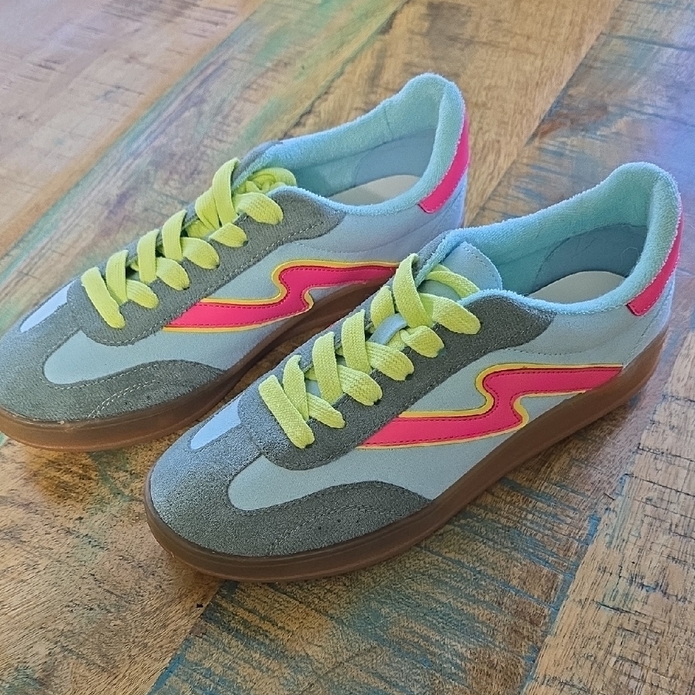 Madden Girl Gray and Pink Sneakers